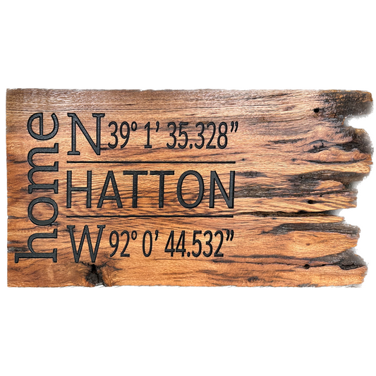 Custom Reclaimed Barn Wood Coordinate Sign