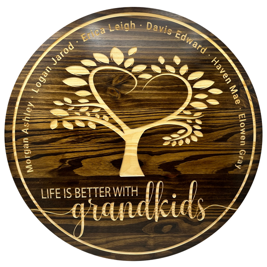 Life is Better with Grandkids Wood Round